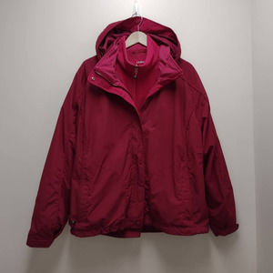 L.L. Bean Magenta Pink Layered Waterproof Fleece Womens Coat Size 2X